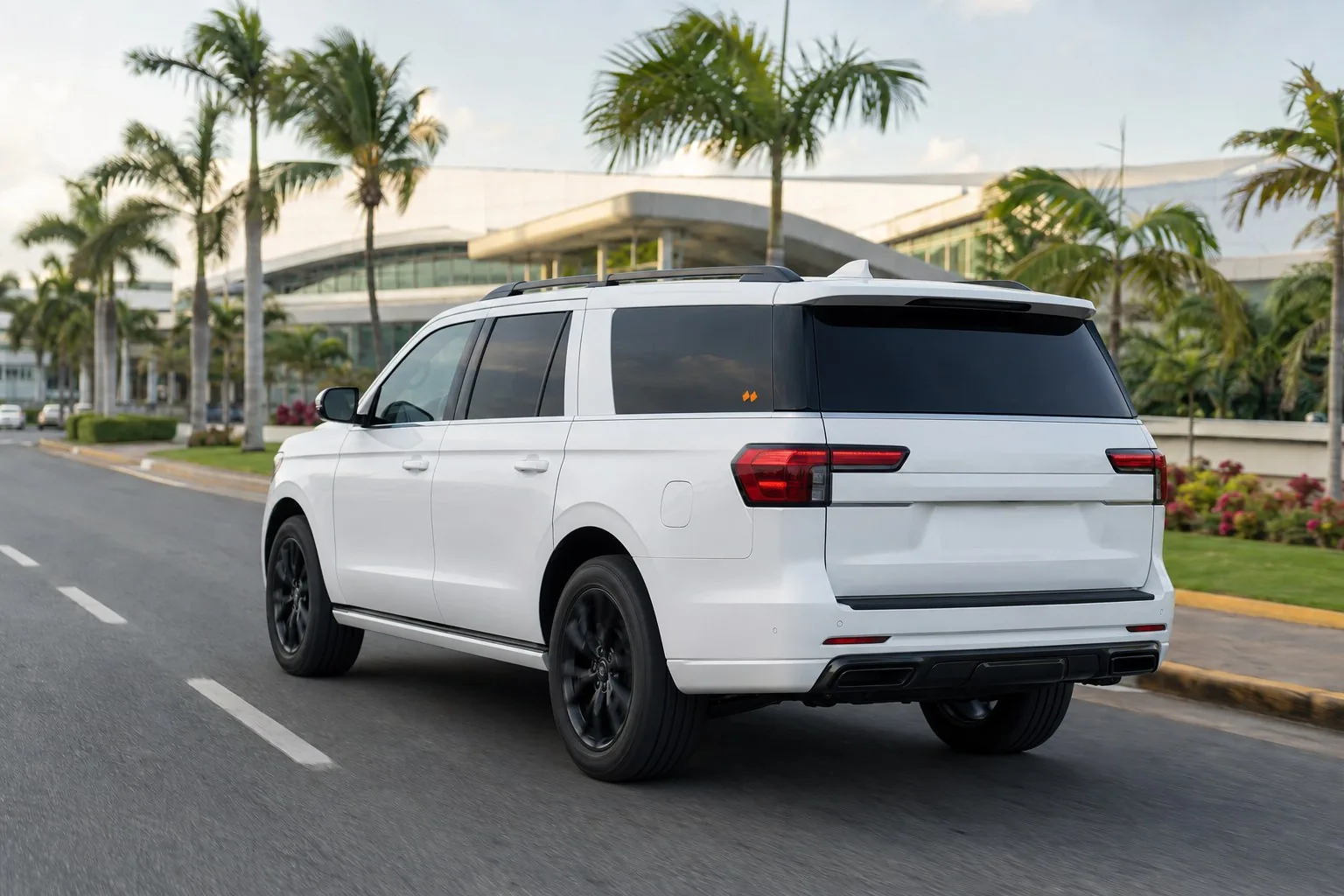 White full-size SUV on the Punta Cana airport road