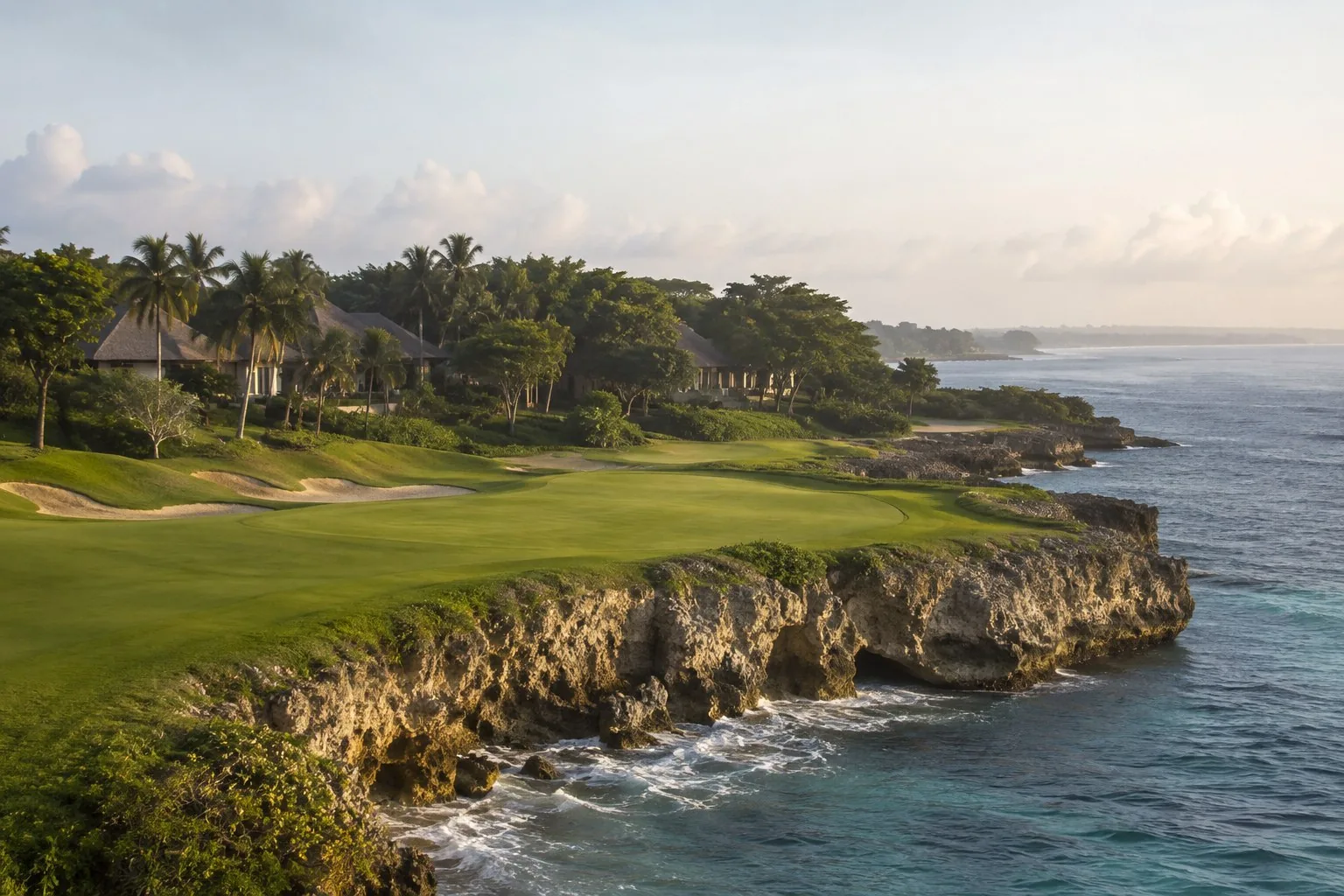Oceanfront golf course and villas on the Casa de Campo coastline